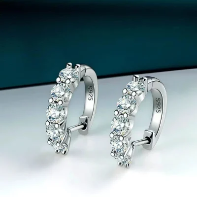 Sterling Silver Earrings with 1 CT Total Moissanite
