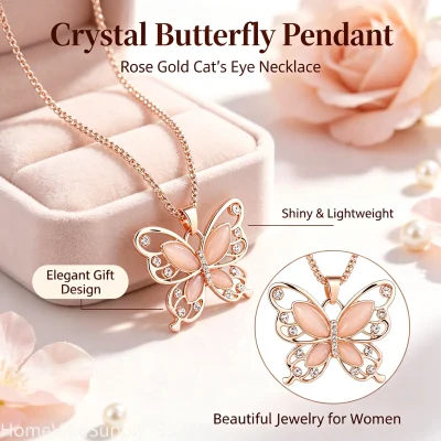 Rose Gold Butterfly Pendant Necklace